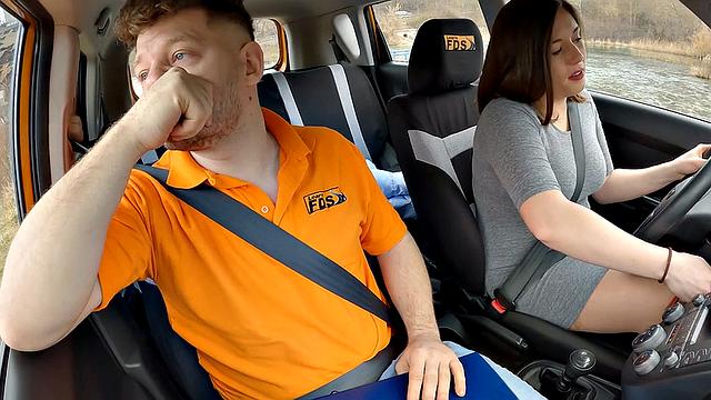 Amateur driving student POV banged to pass test