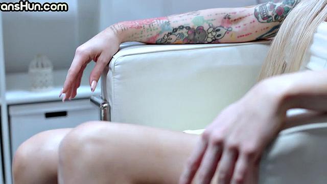 Transgender beauty fucks female in tight pussy