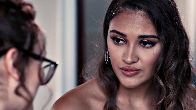 Busty babe pussylicked by GF after passionate kissing