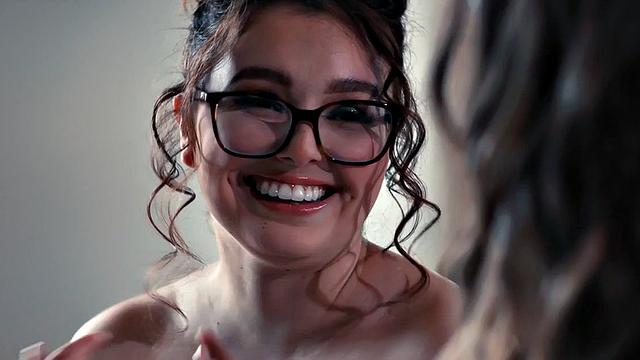 Busty babe pussylicked by GF after passionate kissing