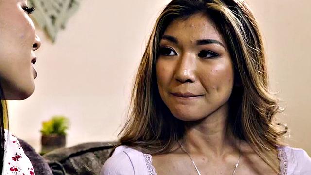 Tiny Asian seduces BFF before eating her pussy out