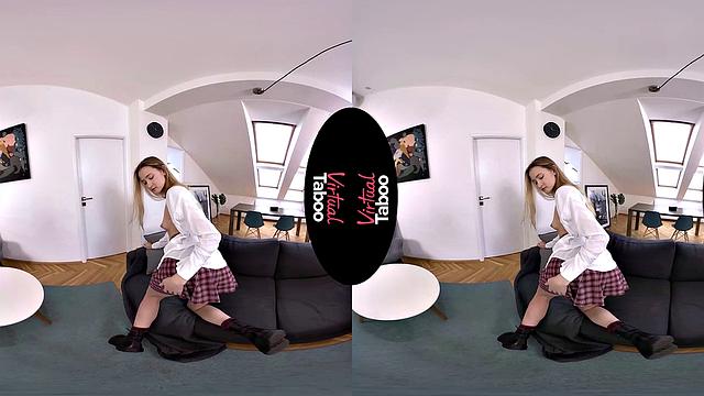She wears a tie, but it's not for studying-she's only here for the D