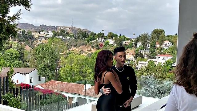 BTS lesbian tattooed strapon fucks 21yo in 3some