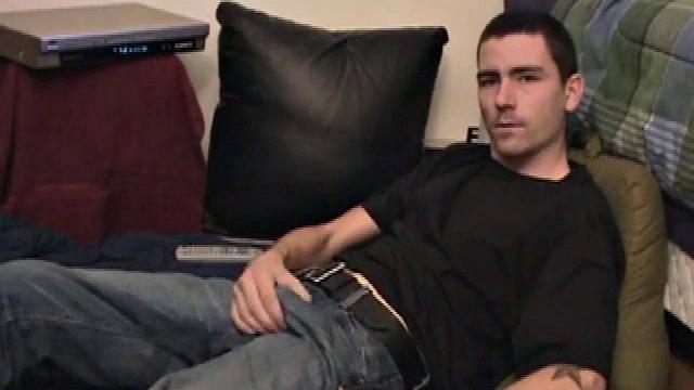 Dan Doe Gets Comfy and Works Up a Stiff One Through his Pants. He Gets Naked and Strokes his Hard Dick to the Porn Video That'S Playing, Until He Shoots a High Flying Wad of Warm Cum Onto his Chest.
