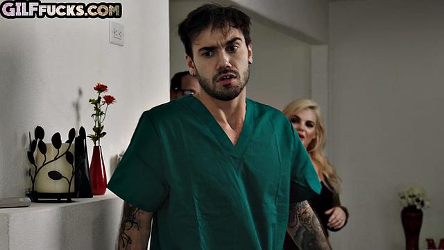 Naughty GILF drilled by horny studs