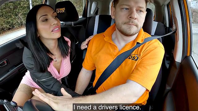 Driving ebony MILF got analfucked on her first day