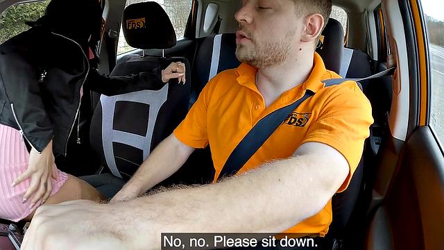 Driving ebony MILF got analfucked on her first day