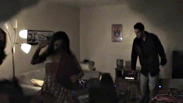 Naughty teen sucks on hard dick in spy cam scene