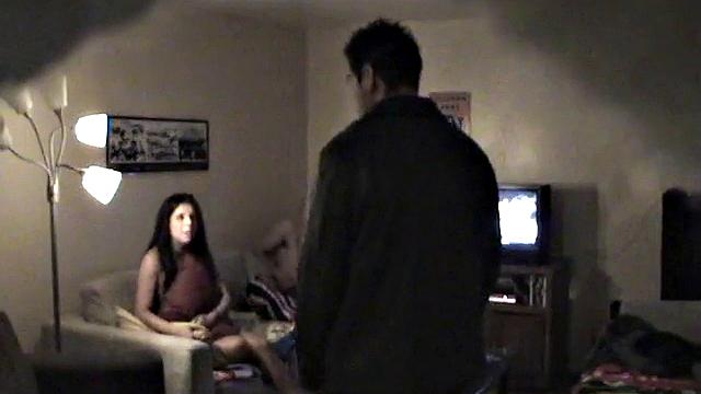 Naughty teen sucks on hard dick in spy cam scene