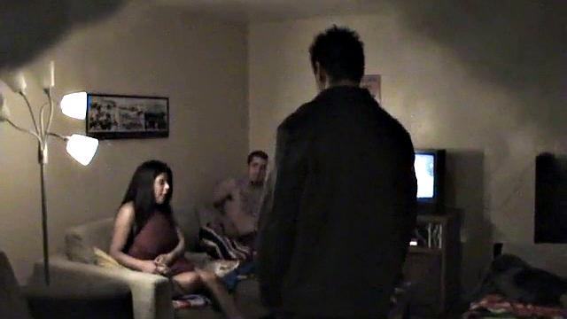 Naughty teen sucks on hard dick in spy cam scene