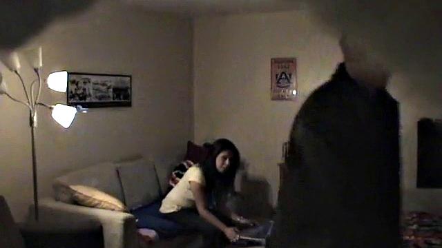 Naughty teen sucks on hard dick in spy cam scene