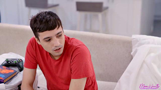 Stepmom Sneaks A Creampie On The Couch