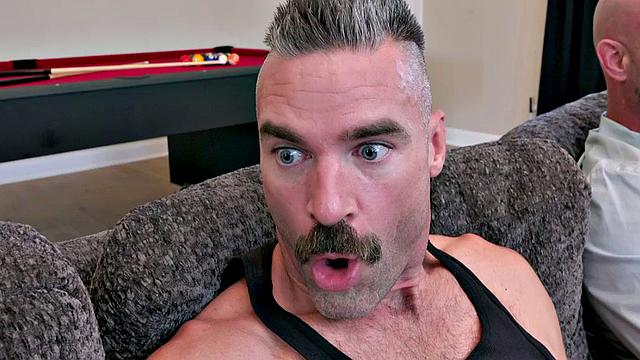 Kinky threesome: step-teasing, fucking, and living room fun with a bald-headed teen