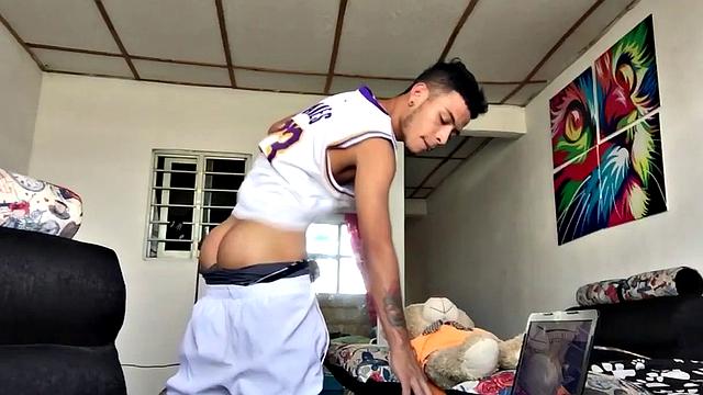 Juan is a rough Latin boy, who gives us a peek at his butt, and then bones up inside his underwear. The inked young man eventually sits and pulls his big dick out the leg of his undies and gives it some attention.
