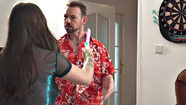 Horny brunettes in thongs get wild in a wet pussy hole