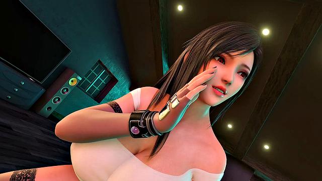 Big tits Tifa enjoying black cock in a 3D animation