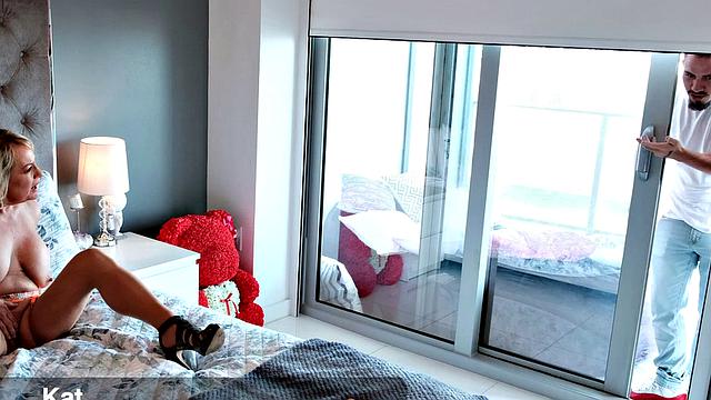 Big-titted MILF Kat fucks a guy who's younger than her