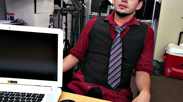 White stud fucked in office by black cock for facial