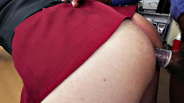 White stud fucked in office by black cock for facial