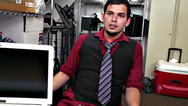 White stud fucked in office by black cock for facial