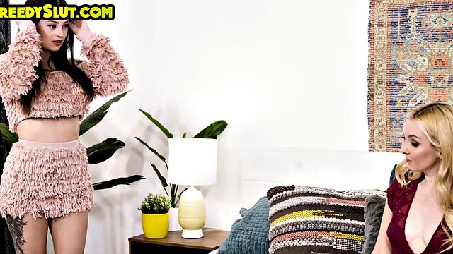 Greedy MILF got to lick 21yo bae with pierced tits