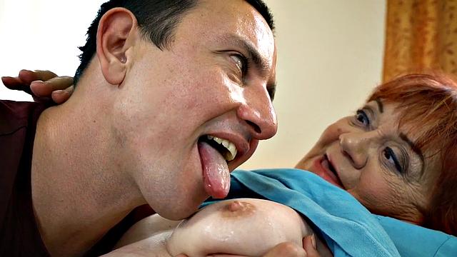 Granny moaning while getting by younger cock