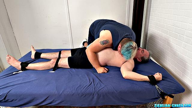 tickle monster dominates matt in playful gay tickling and erotic teasing