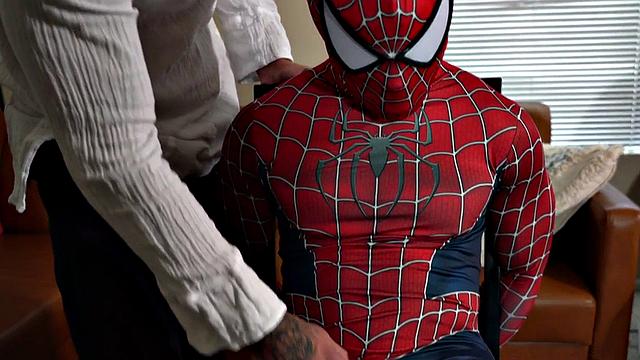 Mesmerized Black stud fucked in cosplay bareback sex