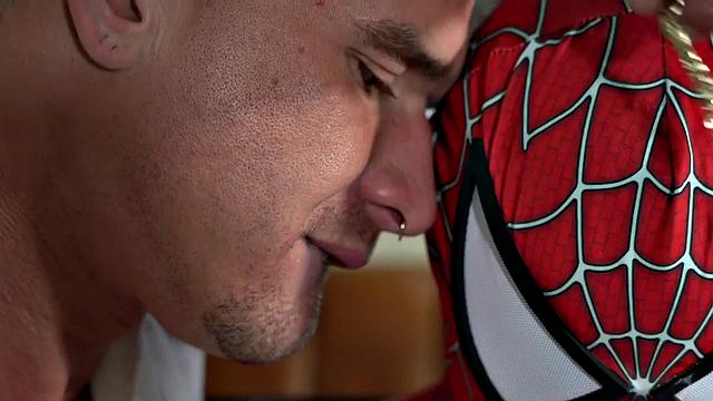 Mesmerized Black stud fucked in cosplay bareback sex