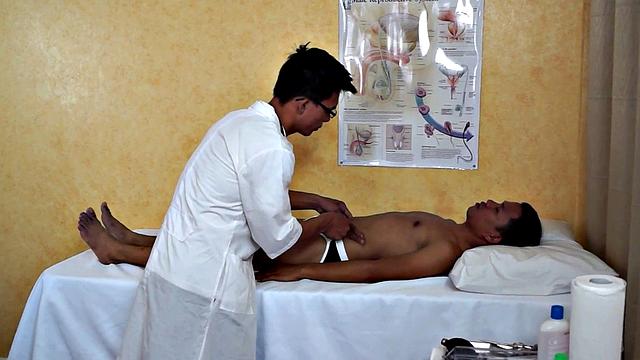 Slim Asian bred by athletic doctor after enema foreplay