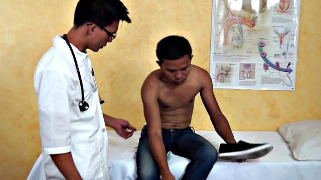 Slim Asian bred by athletic doctor after enema foreplay