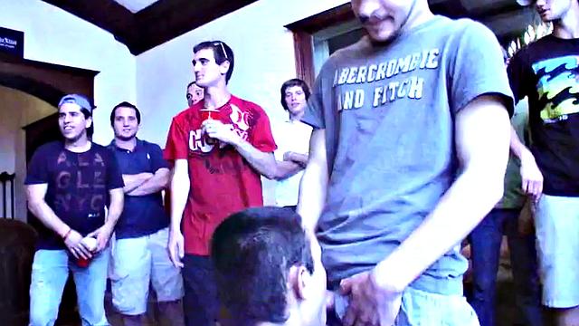 Str8 stud hazed and banged for voyeur fraternity party