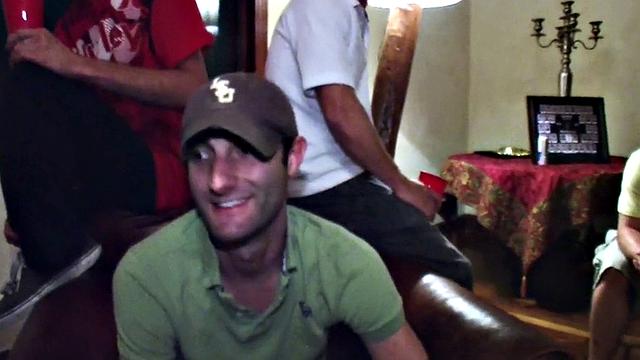 Str8 stud hazed and banged for voyeur fraternity party