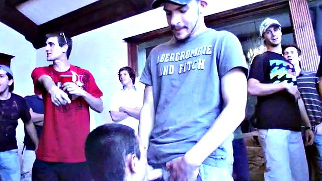 Str8 stud hazed and banged for voyeur fraternity party