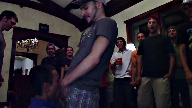 Str8 stud hazed and banged for voyeur fraternity party