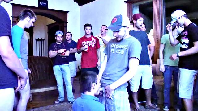 Str8 stud hazed and banged for voyeur fraternity party