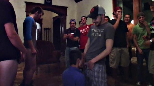 Str8 stud hazed and banged for voyeur fraternity party