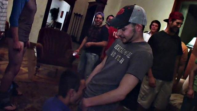 Str8 stud hazed and banged for voyeur fraternity party