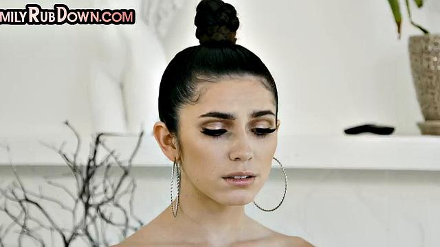 WAM stepdaughters pounded in 3some after massage