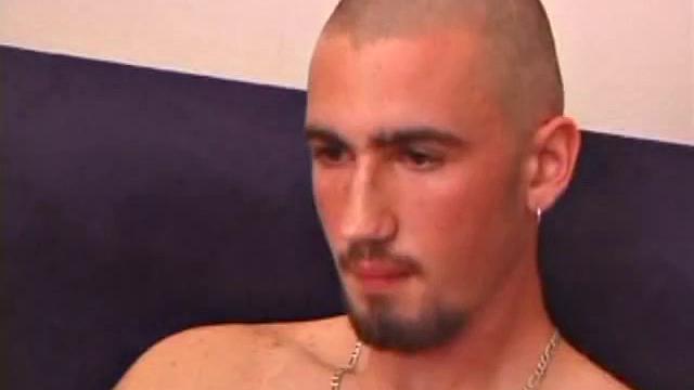 After stripping naked, Donovan grabs some lube and starts stroking. He gives his dick a serious workout, and edges himself, before splattering a load of cum on his stomach.