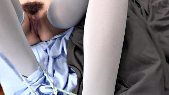 A tattooed teen in stockings give a POV blowjob before getting fucked hard