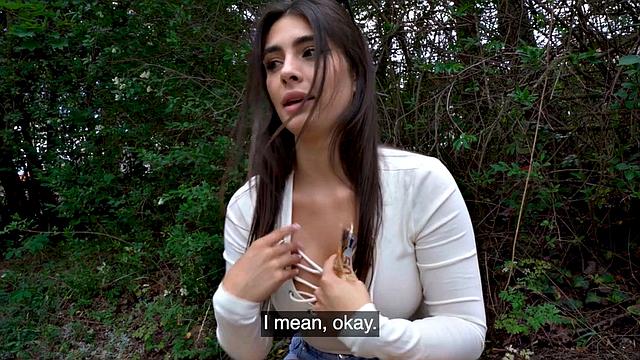 Picked up stunning babe gets her tight pussy rammed outdoors