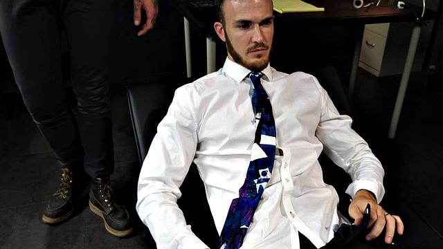 Mesmerized crossdresser fucks office with tattoos