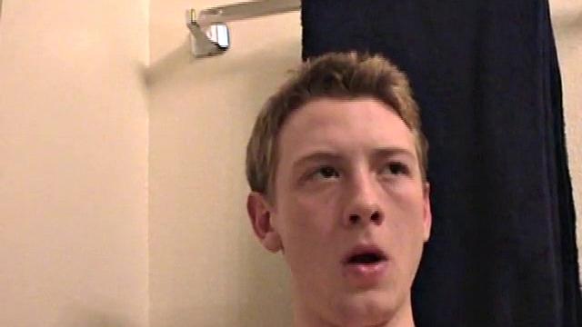 Sitting on the toilet, shirtless Corbin works his cock inside his pants. Then he tugs down his jeans and boxers before he's fully hard, which gives us the pleasure of watching him lube up and grow a stiffy.