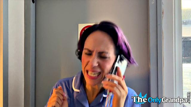 Retired senior drilling kinky nurse
