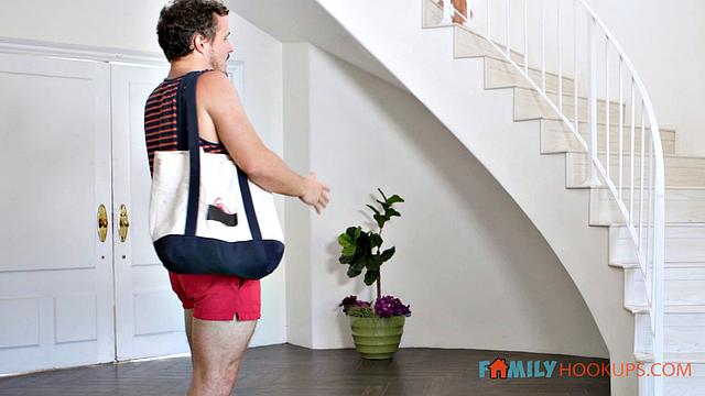 April Olsen meets her stepbrother and his big cock for the first time