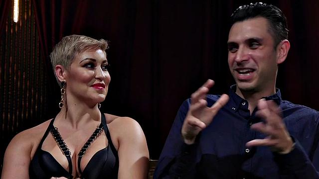 Pegging CFNM femina spanks and fucks foot sub