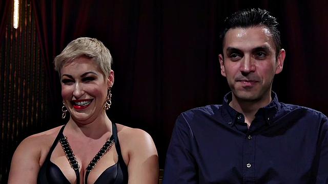 Pegging CFNM femina spanks and fucks foot sub