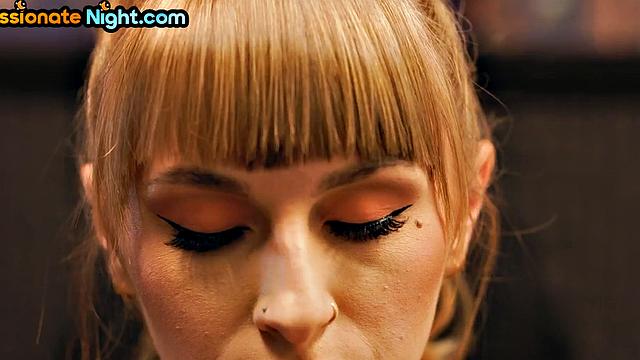 Busty MILFS deepthroating cock in 3way before scissoring