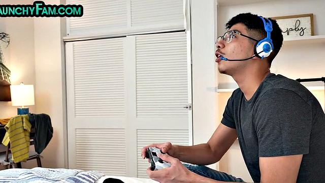 Perv inked stepmom teaches gamer stepson how to fuck